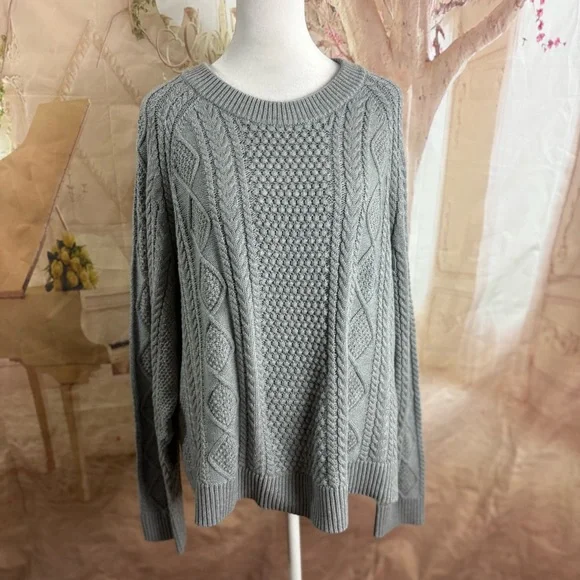 NEW J. Crew Cable Knit Cotton Gray Women's Sweater - Picture 2 of 8